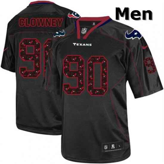 Men Nike Houston Texans 90 Jadeveon Clowney Elite New Lights Out Black NFL Jersey
